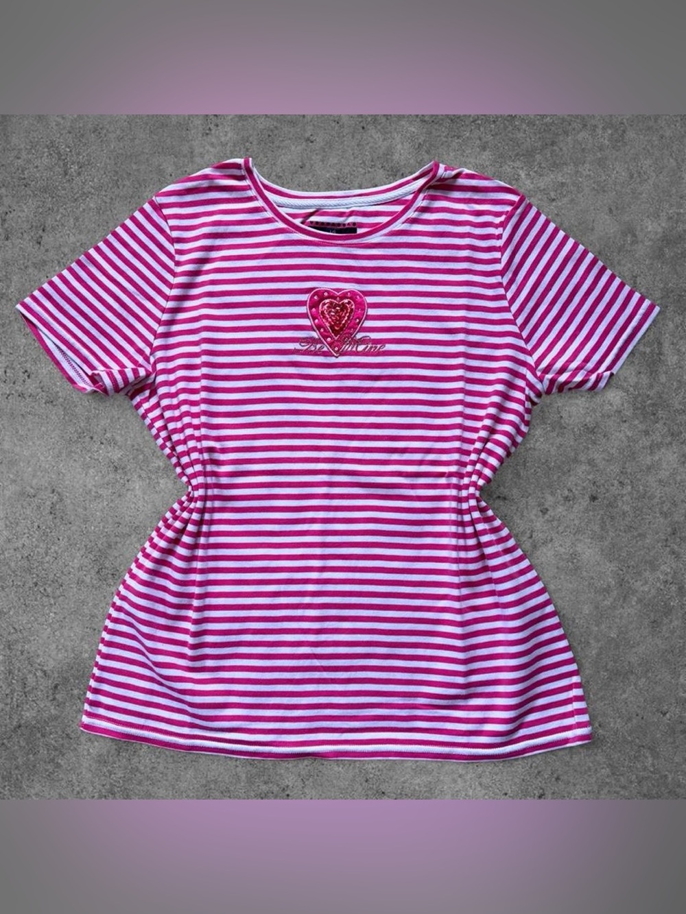 Pink Striped “Be Mine” Tee